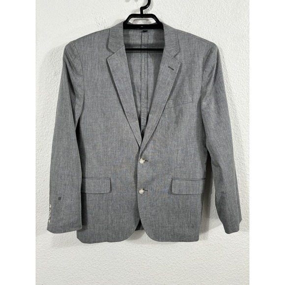 J.Crew Blazer Mens 40S Gray Ludlow Cotton Stretch Two Button Notch Lapel Somelos